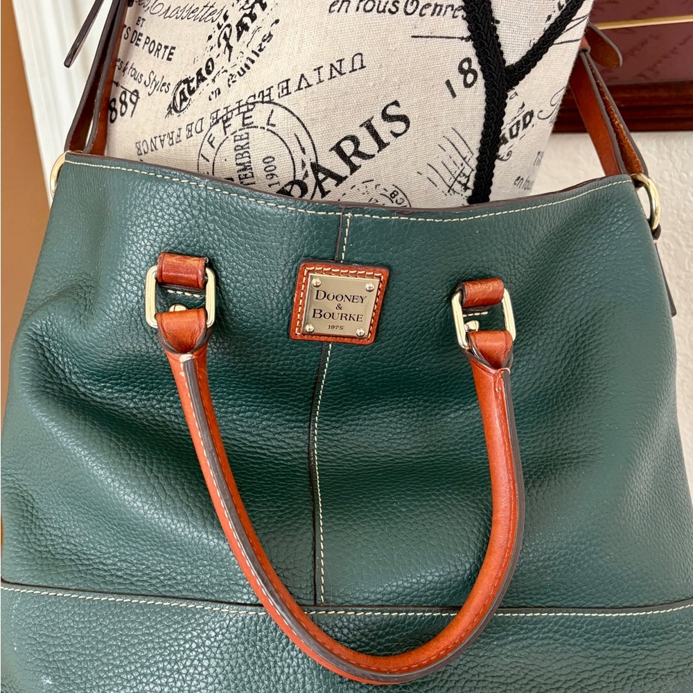 Dooney & Bourke Hunter Green All Weather Leather large satchel